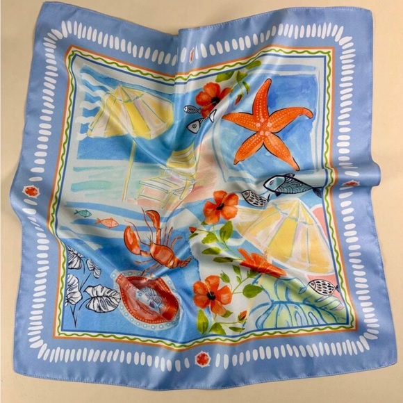Free People Accessories - Seaside Print Scarf in Light Blue A1565